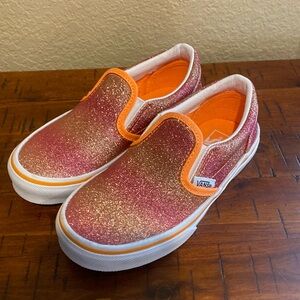 Vans girls sunset ombre glitter slip on sz 11.5